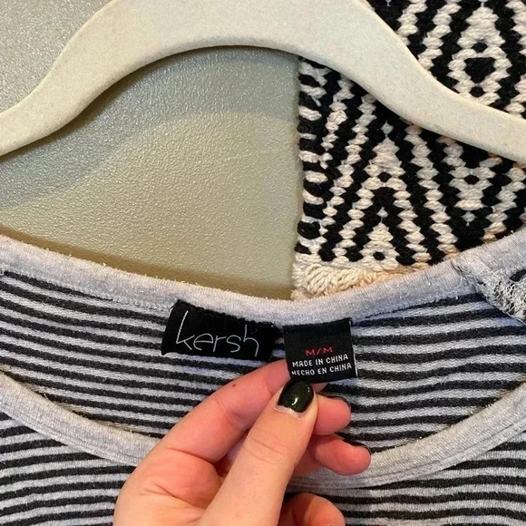 KERSH LONG SLEEVE STRIPE SCOOP NECK TOP SWEATER M - Picture 3 of 4